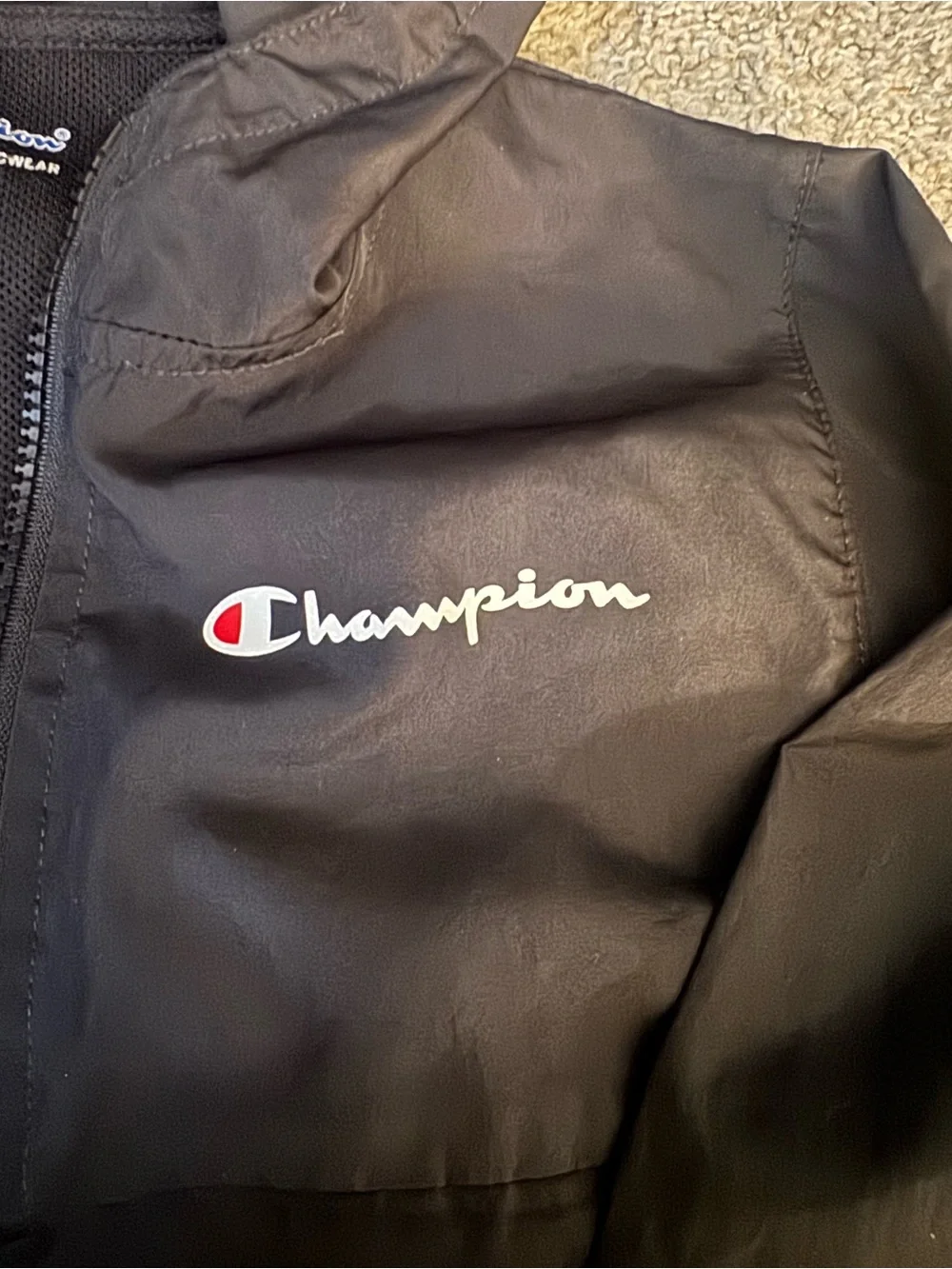 Champion Kids Hooded Pullover Raincoat - Black & Light Gray
